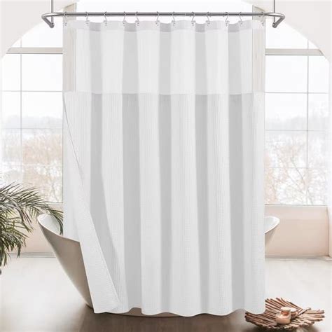 Honeycomb Waffle Weave Shower Curtain With Snap In Liner On Sale