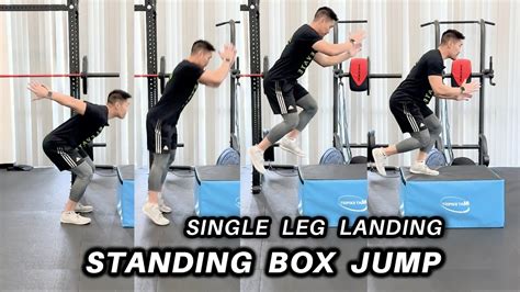 Standing Box Jump Single Leg Landing For Vertical Jump Balance Youtube