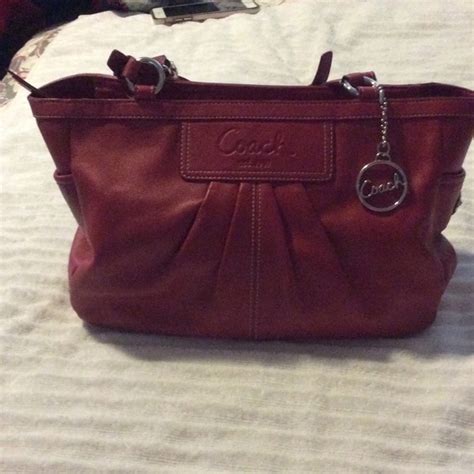 Coach Bags Authentic Red Leather Coach Purse With Zipper Poshmark