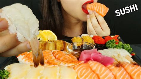 Asmr Sushisalmon Raw Shrimp Flatfish Flying Fish Roe Eel초밥 리얼