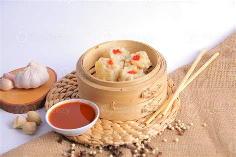 Chicken Dim Sum With Delicious Sauce Tasty And Juicy Chinese Food