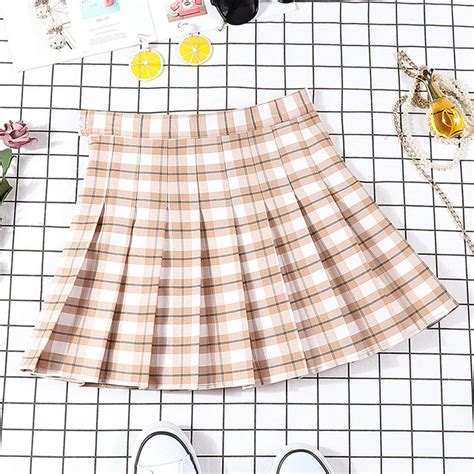 Women Pleat Skirt Harajuku Preppy Style Plaid Skirts Mini Cute Japanese