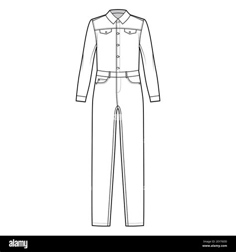 Denim Jumpsuit Vector Hi Res Stock Photography And Images Alamy