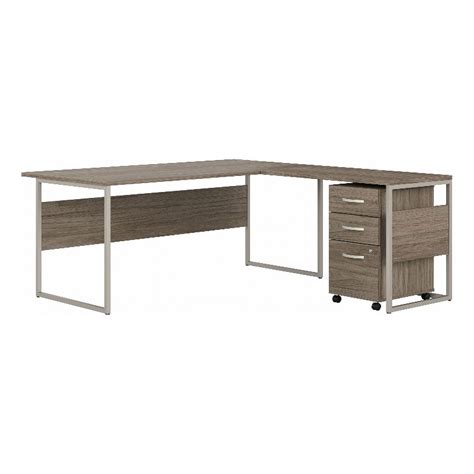 Bowery Hill Engineered Wood W L Shaped Table Desk With Drawers In