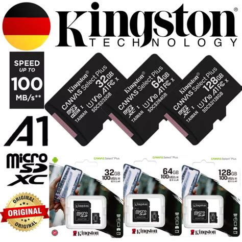 KINGSTON MICRO SD Karte SPEICHERKARTE 32GB 64GB 128GB 256GB MicroSD ...
