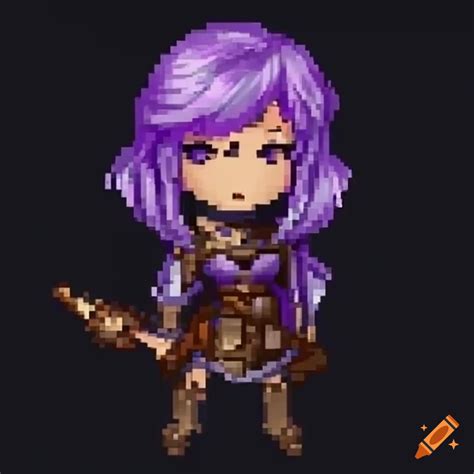 Rpg Sprite Of A Girl With Purple Hair