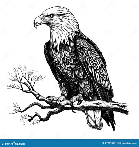 Eagle Sitting On A Branch In The Rain Close U Generative AI Royalty