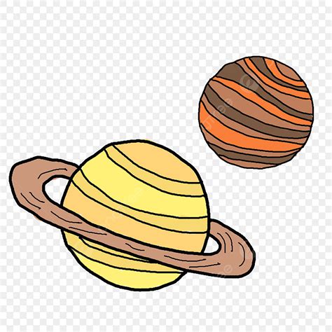 Saturn Cartoon Clipart PNG Images, Yellow Hand Drawn Cute Cartoon ...