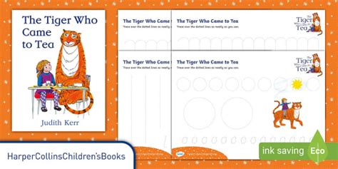 FREE! - The Tiger Who Came to Tea Pencil Control Sheets | Twinkl