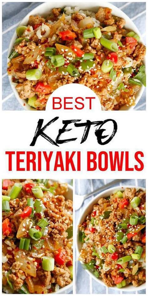 Easy Keto Teriyaki Bowls Low Carb Ground Turkey Teriyaki Bowl Recipe