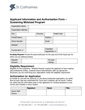 Fillable Online Applicant Information And Authorization Formsustaining