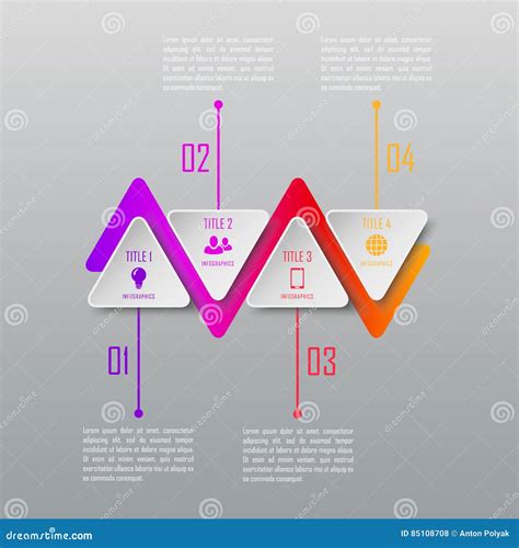 Vier Schritte Infographics Infographic Schablone Vektor Abbildung