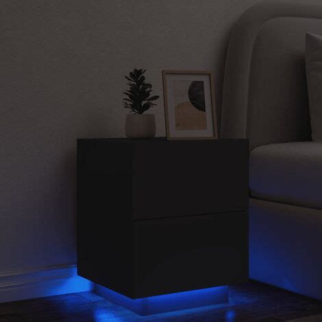 Maison Exclusive Nachttisch Mit Led Leuchten Schwarz Holzwerkstoff