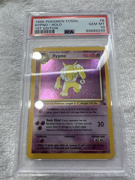 1999 Pokemon Fossil 1st Edition Hypno Holo PSA 10 GEM MINT 8 62 EBay