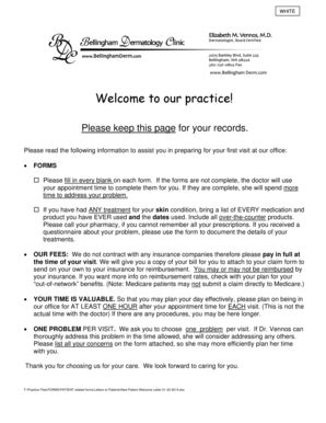 Fillable Online New Patient Packet Minors Bellingham Dermatology Fax