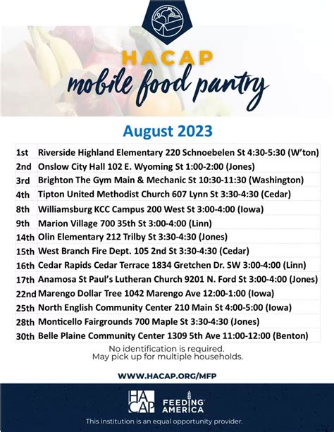 Mobile Food Pantry Schedule For 2025 - Ted Kristin