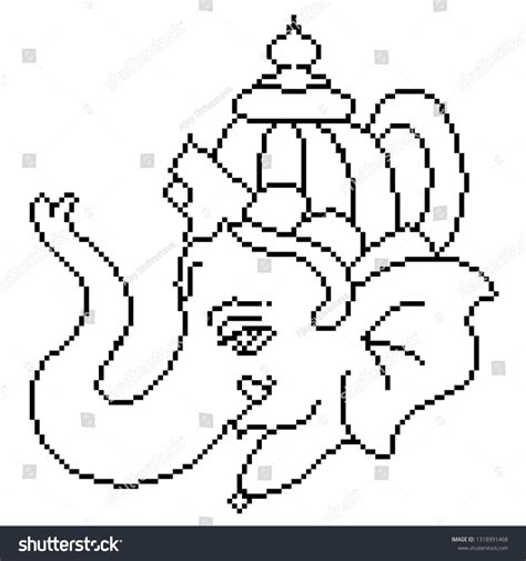 Ganesha The Lord Of Wisdom Pixel Art Pixelated Form Vector Art