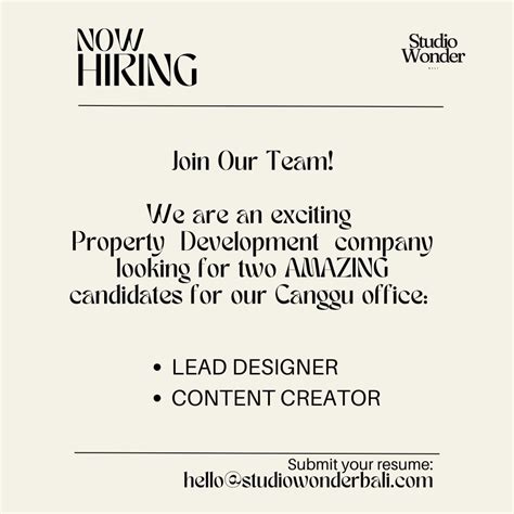 Lowongan Kerja Sebagai Lead Designer Dan Content Creator Untuk Studio