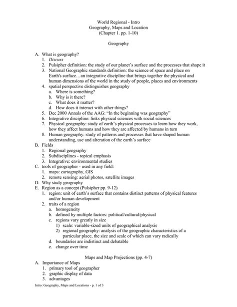 World Regional Intro Geography Maps And Location Chapter 1 Pp 1 10