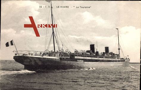 Le Havre Paquebot La Touraine Dampfschiff CGT French Line Xl