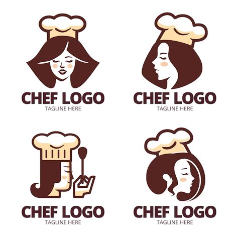 Free Vector Flat Design Female Chef Logo Collection