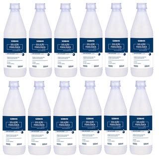 Kit Soro Fisiológico 500ml Cloreto De Sódio Caixa 12 Frascos