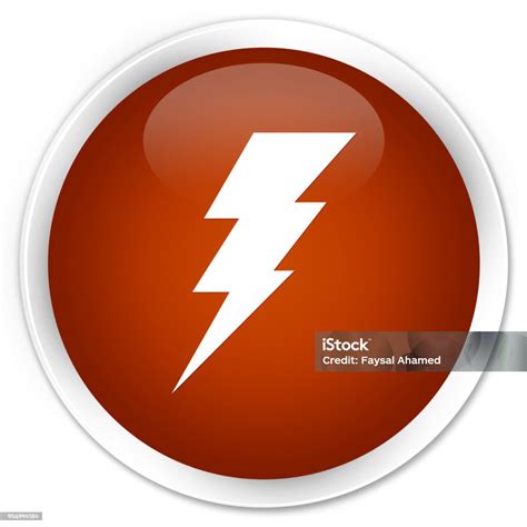 Electricity Icon Premium Brown Round Button Stock Illustration