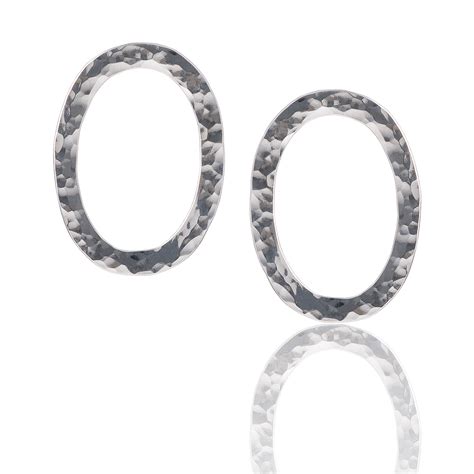 Oval Hoop Earrings Silver Jamie Santellano