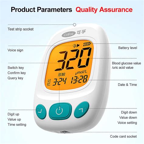 Cofoe Blood Glucose Meter Detection Uric Acid Monitor Multi Function