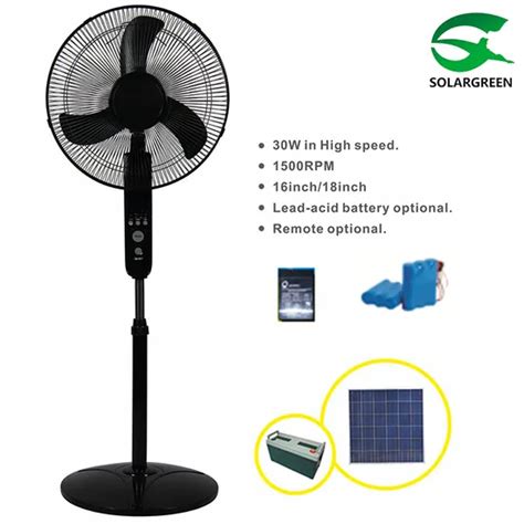 Portable 16 Inch 12V DC Solar Standing Fan Solar Powered Acdc