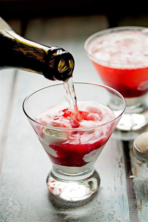 Raspberry Vodka And Champagne Float With Vanilla Bean Coconut Ice Cream