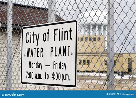 Flint Michigan City Of Flint Water Plant Sign Editorial Photography