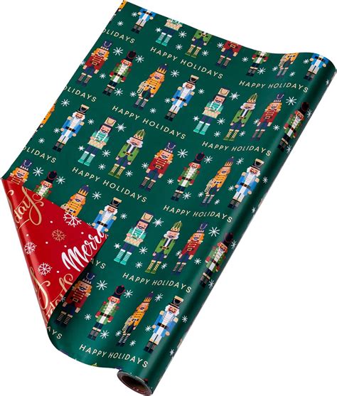 RUSPEPA Reversible Wrapping Paper Roll Christmas Nussknacker And