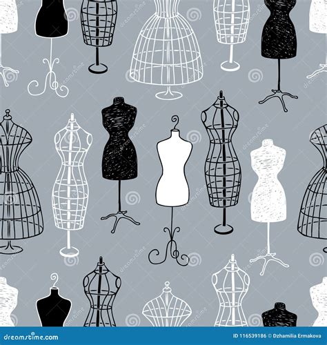 Pattern Of The Female Mannequins For Tailoring Stock Vector