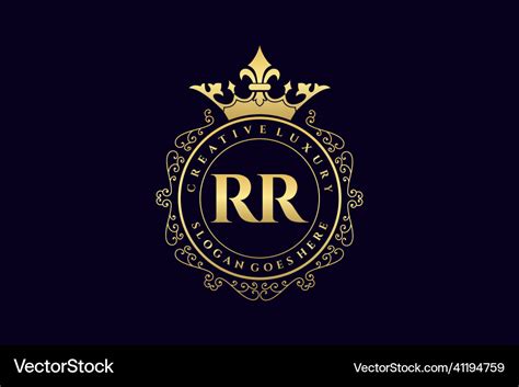 Rr Initial Letter Luxury Calligraphic Feminine Vector Image