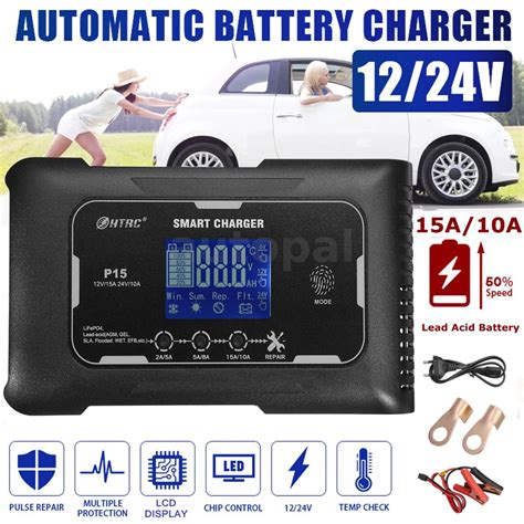 Car Battery Charger 12v 15a 24v 10a Pulse Repair Automatic Charging For Agm Shopee Malaysia