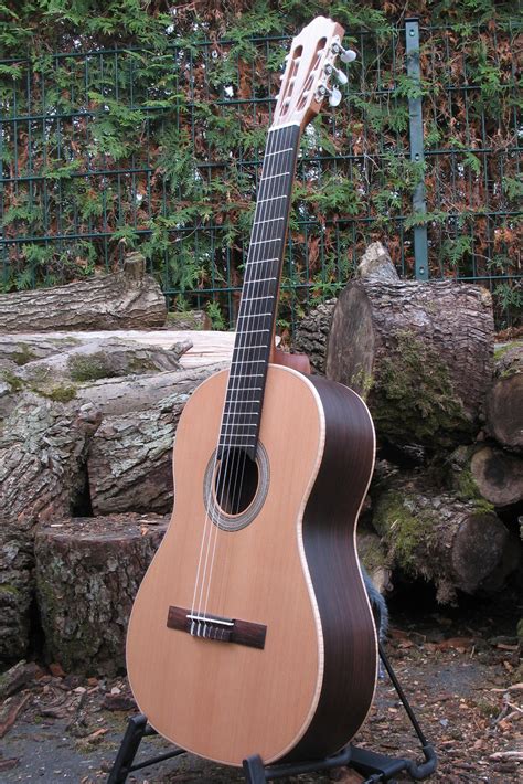 Classical Guitar With Wide Neck Herringbone Rosette And Rosewood Body