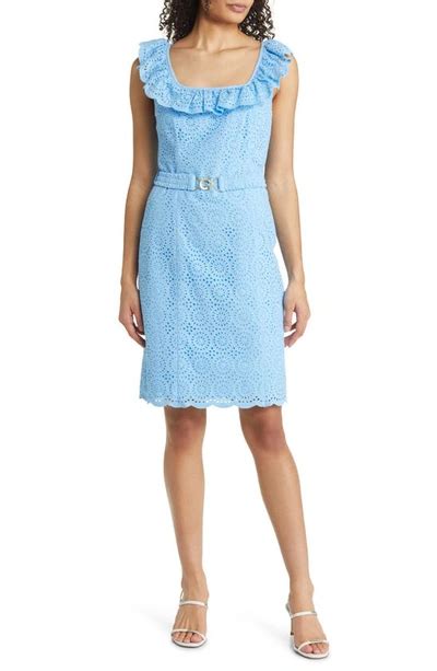 Lilly Pulitzer Ryan Eyelet Shift Dress In Frenchie Blue Kaleidoscope