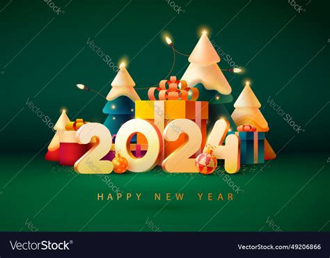 Happy new year poster 2024 white numbers Vector Image