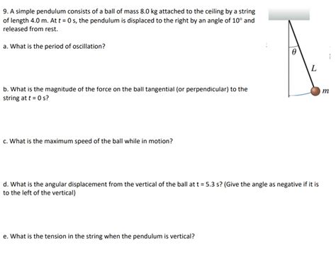 Solved A Simple Pendulum Consists Of A Ball Of Mass Chegg