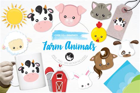 Farm Animals graphics and illustrations By Prettygrafik Design ...