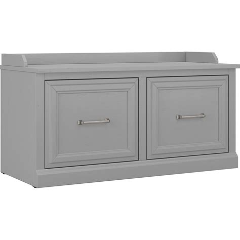 Woodland 40W Shoe Storage Bench With Doors In Cape Cod Gray