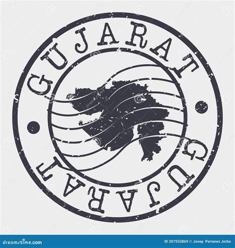 Gujarat India Stamp Postal Map Silhouette Seal Passport Round Design Vector Icon Design