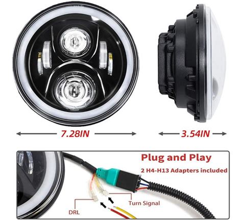 Farol Led Polegadas H Olho Anjo Fusca Kombi Jeep Wrangler