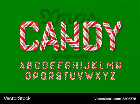 Christmas candy cane font Royalty Free Vector Image