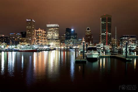 Downtown Baltimore, Maryland at night