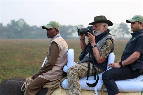 Narendra Modi Prime Minister Narendra Modi Takes Elephant And Jeep