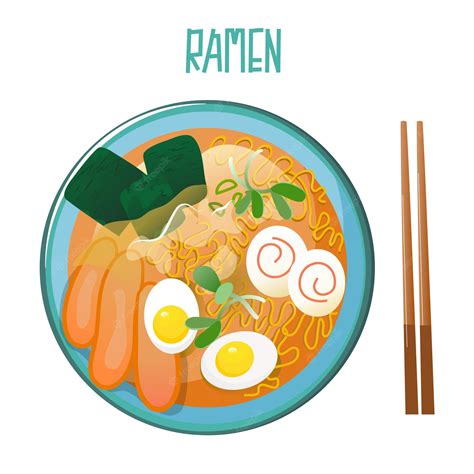 Premium Vector Ramen Noodle Japanese Food Vector Flat Illustration