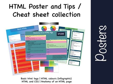 html poster  tips cheat sheet collection teaching resources