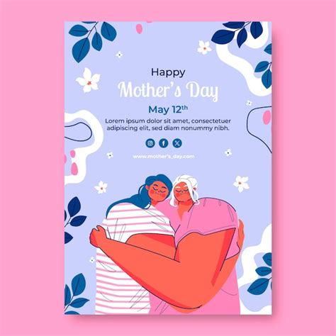 Free Vector Flat Mother S Day Vertical Poster Template